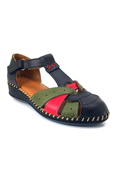 Venüs 2313735 Günlük Hakiki Deri Sandalet-Siyah