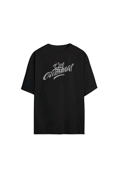 THEWERT Tricou oversize negru cu imprimeu Criminal, unisex