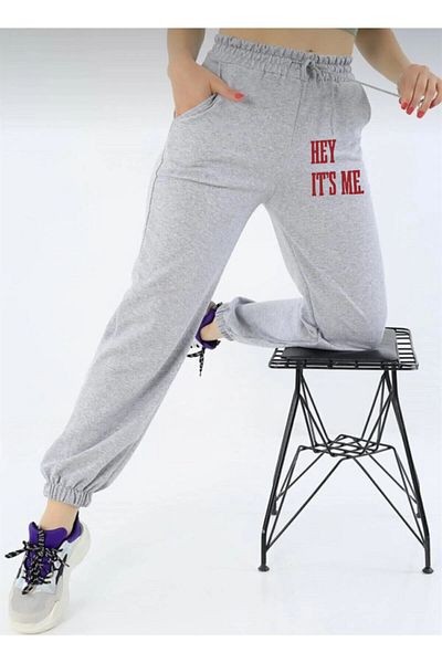 ME MAĞAZA Γυναικεία φούτερ Hey It's Me με στάμπα Jogger με ελαστική μέση
