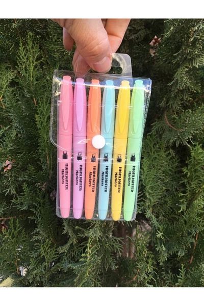 YEŞİLDESİGN Set of 6 Pastel Highlighter Pens