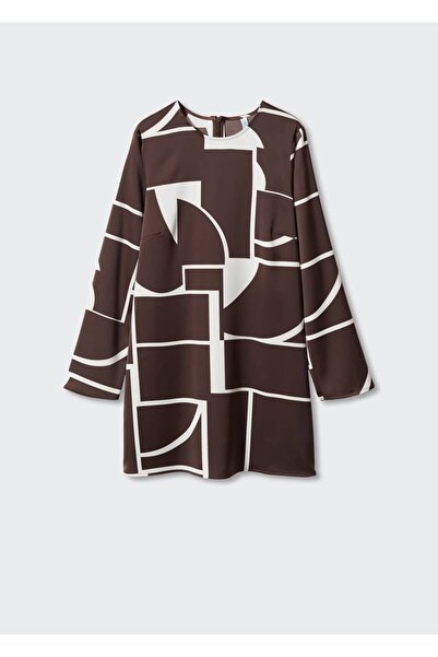 MANGO Woman Desenli Saten Elbise
