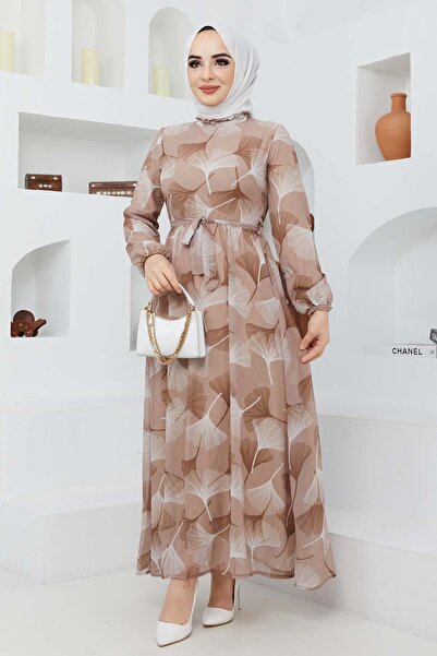 marwella Filiz Şifon Elbise - Bej