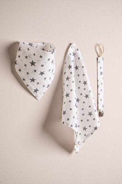 Melomio Baby Kids Muslin Starry Newborn Set of 3 Scarf Bib Mouth Wipe Pacifie...