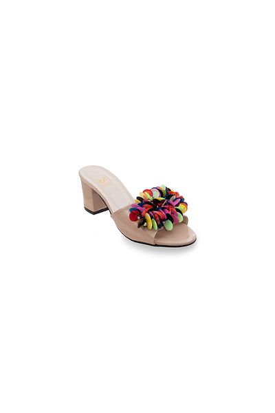 HAUKS SHOES Dowry-Engagement-Henna-Wedding Open Slippers Evening Dress with Rhinestone Buckle and Feather Band