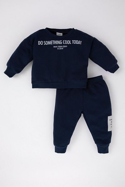 DeFacto Baby Boy Printed Thessaloniki Fabric Sweatshirt Tracksuit Bottom 2-Piece Set