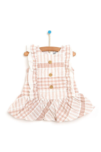 ebebek Hello Baby HelloBaby Basic Kız Bebek Düğmeli Fırfırlı Elbise Kız Bebek