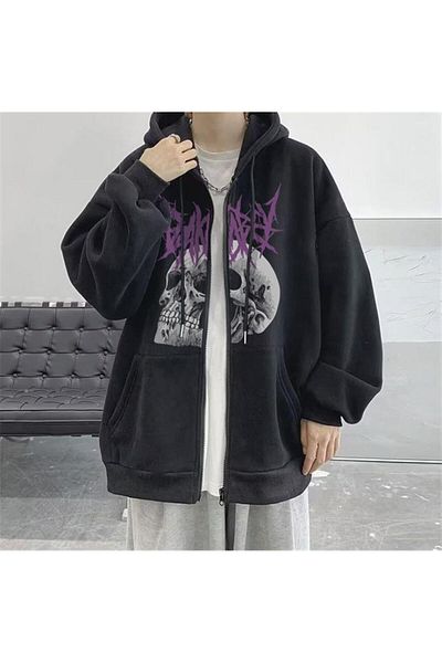 Touz Ζακέτα με κουκούλα Unisex με φερμουάρ με στάμπα Deathless Skull