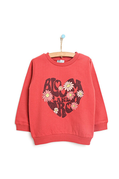 ebebek Hello Baby Basic Kalp ve Çiçek Desenli Sweatshirt Kız Bebek