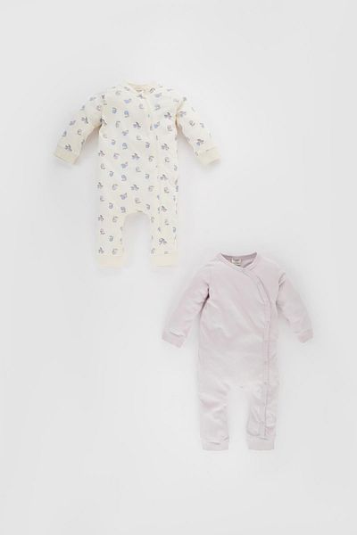 DeFacto Baby Girl Newborn Fruit Patterned Combed Cotton 2-Piece Jumpsuit