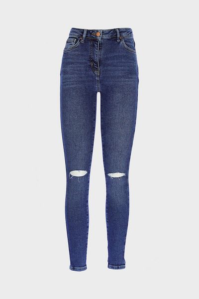 CROSS JEANS Judy Dark Blue High Waist String Ripped Skinny Jean Trousers C 4521-195