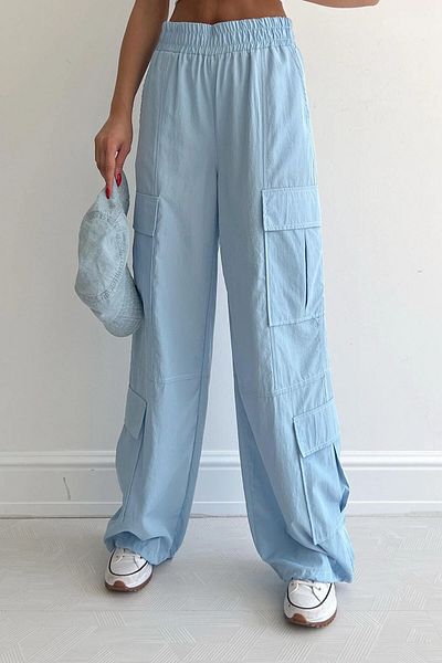 ellevana Contrast Thread Double Pocket Comfortable Cargo Pants