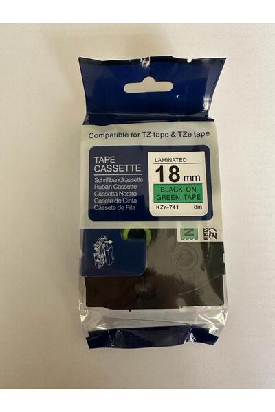 Compatible For TZ tape Brother Tze-741 18 mm X 8mt Yeşil üzerine Siyah Lamina...