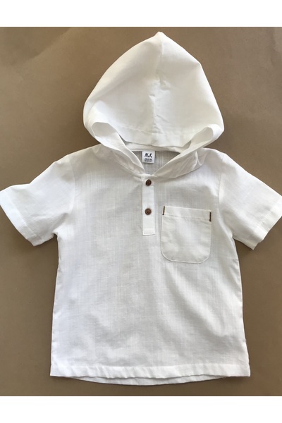 Nonno Kids ERKEK BEBEK KAPÜŞONLU KISA KOL GÖMLEK