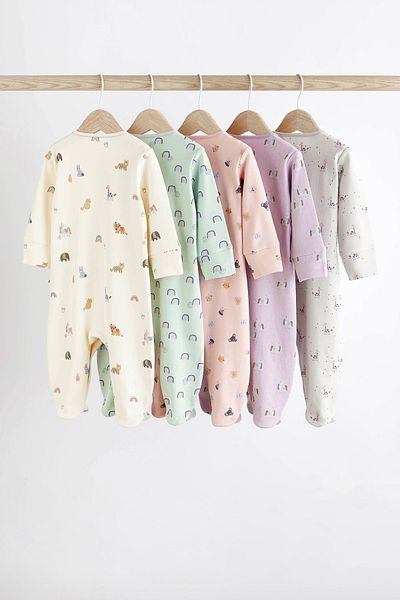 Next Baby 100% Cotton Animal Patterned Set of 5 Overalls
