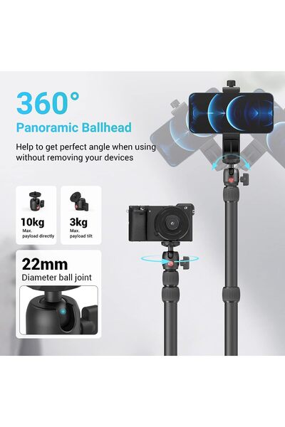 VipDeluXe Masa Kelepçesi Kamera Tripodu 360 Bilyeli Başlıklı Kamera Tripodu