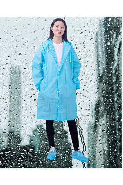 Shopiolog Жіночий Чоловічий Унісекс Дощовик з капюшоном на кнопках Eva Чорний Дощовик