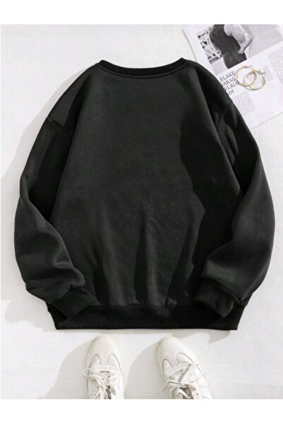 Know Women's Black Plain Crew Neck Sweatshirt
