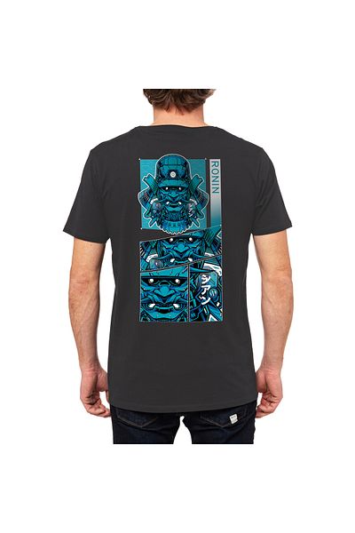 Crea Eymer Wear Μπλουζάκι Ronin Samurai Ιαπωνικής σχεδίασης με λαιμόκοψη 100% βαμβάκι Anthracite