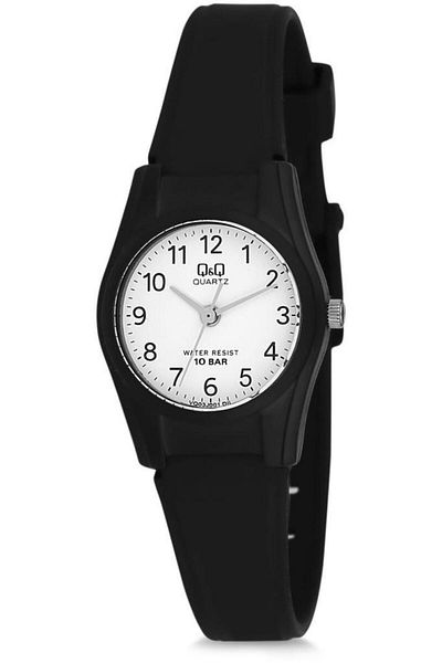 Q&Q VQ03J001Y - Black Silicone Corded Numeral Women's Wristwatch