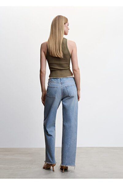 MANGO Woman Perforated Knitwear Rib Blouse