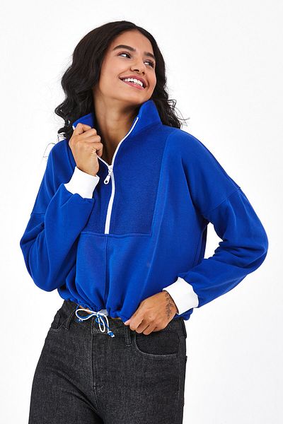 cracpot High Collar Zippered Stopper Sweatshirt
