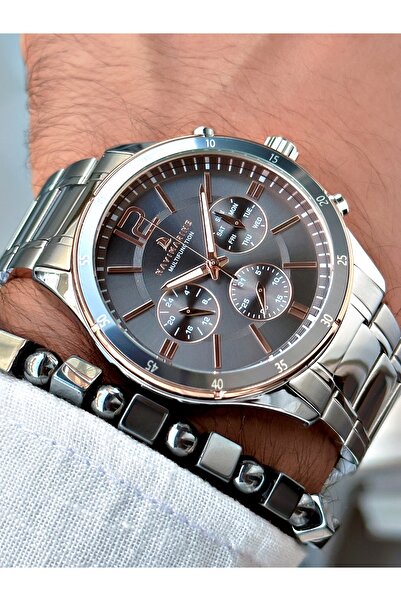 Navimarine Silver Color Steel Strap Functional Men's Wristwatch + BRACELET WITH GIFT