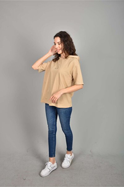 masai mara KAPÜŞONLU KISA KOLLU SWEATSHİRT