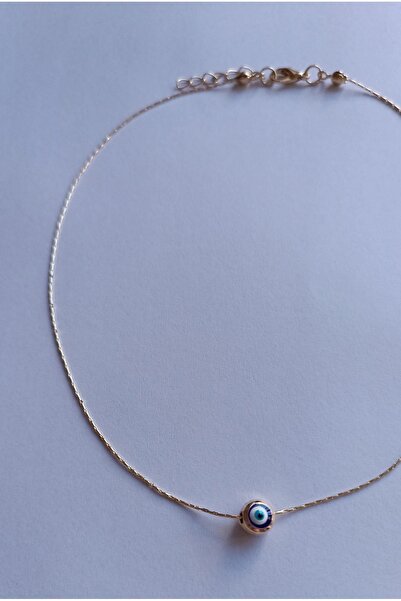 Fata Morgana Accessory Gold Zincirli Koyu Mavi Nazar Boncuğu Uçlu Minimal Zar...