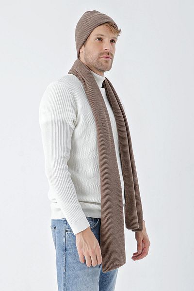 CHUBA Men's Thessaloniki Knitted Knitwear Scarf Beanie Set Brown 22W850