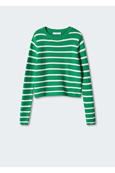 MANGO Woman Yuvarlak Yaka Çizgili Kazak