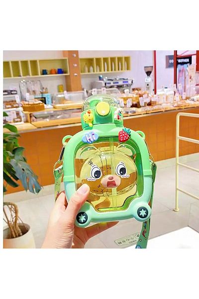 BLUE SİDE Cute 1000 Ml Teddy Bear Model Water Bottle Water Bottle Bpa-Free Water Bottle Children's School Water Bottle