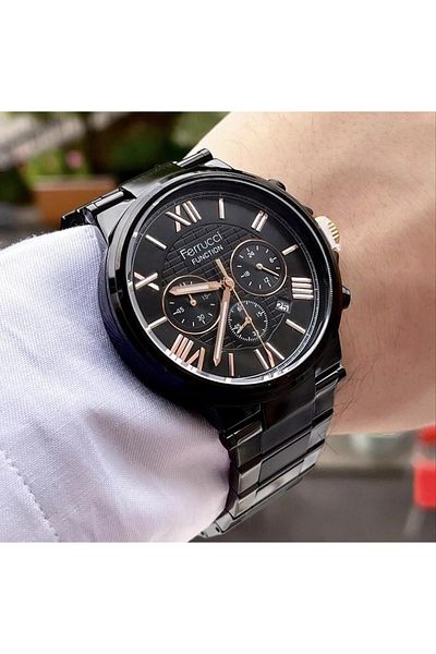 Ferrucci Men's Multifunctional Metal Band Wristwatch