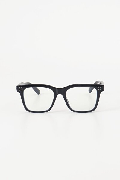 Kapin Tirehan Dikdörgen Kemik Mavi Işık Filtreli Güneş Gözlüğü - Siyah Çerçeve Blue Block Cam