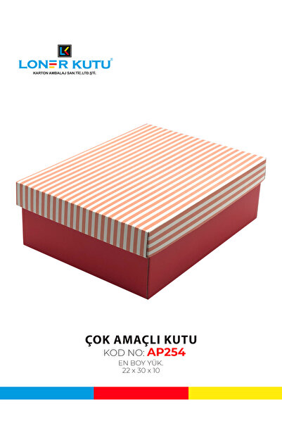 Loner Kutu 22x30x10 Düz Kapaklı Kargo Kutusu Pasta Kutusu Çok Amaçlı Kutu Kra...