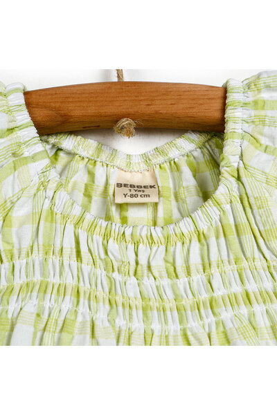 Genel Markalar Kız Bebek Elbise Summer Princess Modelli Yaka Kısa Kol Açık Yeşil 1 Yaş