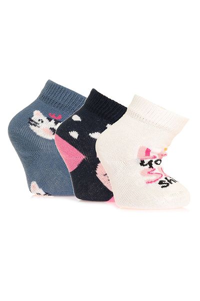 Step 2 Step Cat Patterned 3-Piece Socks for Baby Girl