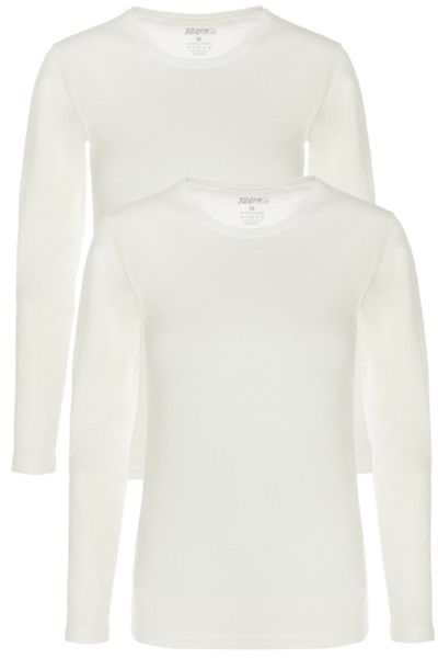 TOLIN Women's Cream 2-Piece Long Sleeve Cotton Lycra Undershirt 6217K