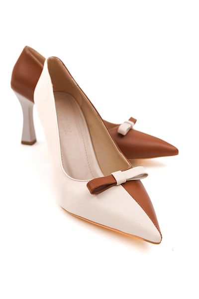 DİVOLYA Alissa Beige Tan Pointed Toe Heeled (8cm) Casual Shoes