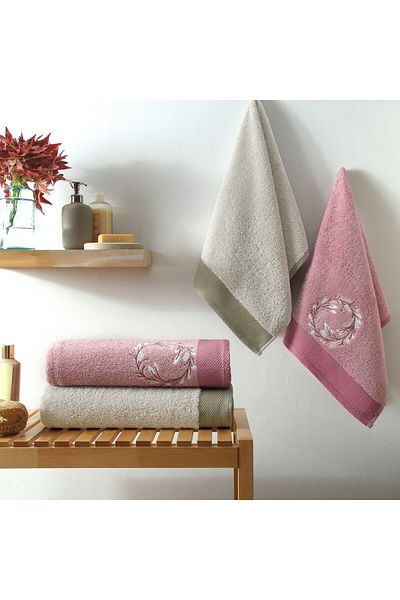 Taç Lei Cotton Bath Set Rose Stone