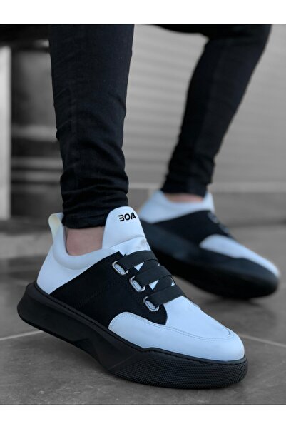 BOA Bantlı Erkek Yüksek Taban Beyaz Siyah Spor Ayakkabı 32852