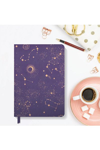 AKILLICA Notebook Striped Hard Cover Notebook 13x21 Cm Hardcover Notebook Purple