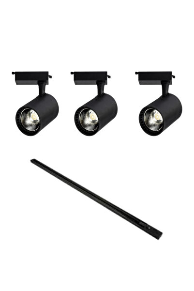 Noas Paris Günışığı 30W Ray Spot Takımı Siyah Kasa (3 Spot 1 Adet 1 Metre Ray)