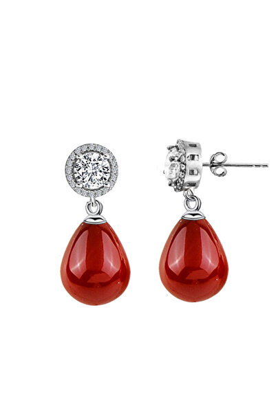 MODERN TAKI Gümüş İnci Küpe Damla 925 Ayar