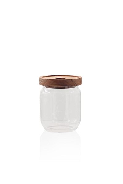 The Mia Glass Storage Container with Wooden Lid 500 ml