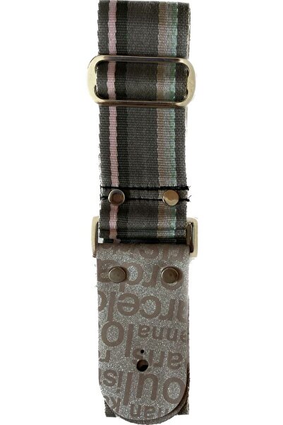 MEDUSA Striped Gray Leather Ended Guitar Strap
