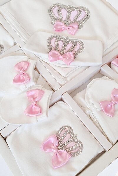 Sitilin Baby Girl King Crowned Stoned Luxury Hospital Discharge Overalls Set of 10 Stl6334