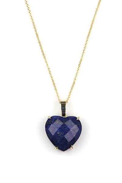 Alibaba Doğaltaş Lapis Lazuli Natural Stone Gold Colored Necklace