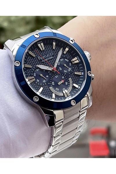 Ferrucci Men's Multifunctional Metal Band Wristwatch