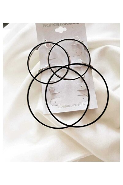 Design Look 2'li Büyük Halka Siyah Renk