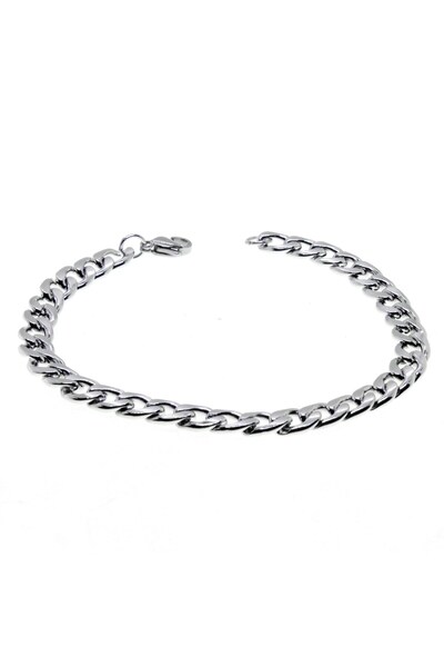 X-Lady Accessories Silver Color Cuban Unisex Men's Metal White Steel Chain Steel Bracelet - 2800